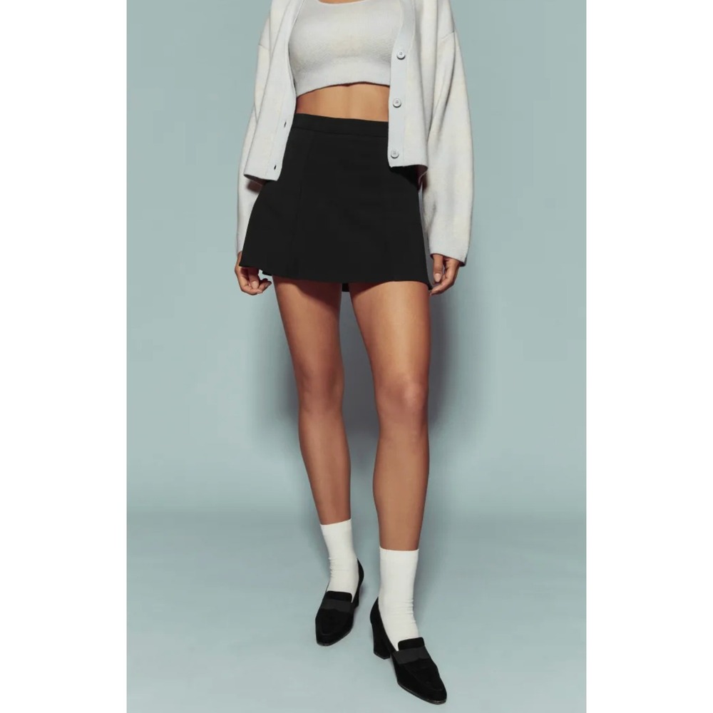 Reformation Skort Liene Medium Black Sustainable High Waisted Mini Skirt Shorts